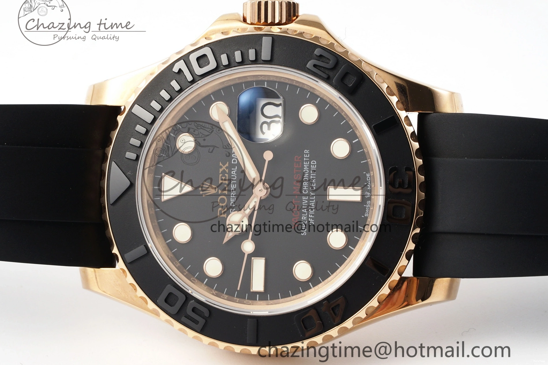 MiroTime 0213 RelaxedFit Yacht-Master 126655 RG APSF Best Edition Black Dial on Black Rubber Strap A 1949